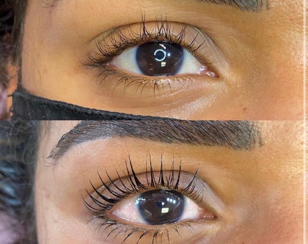 eyelash extensions before and after pic from @elleebanadirect