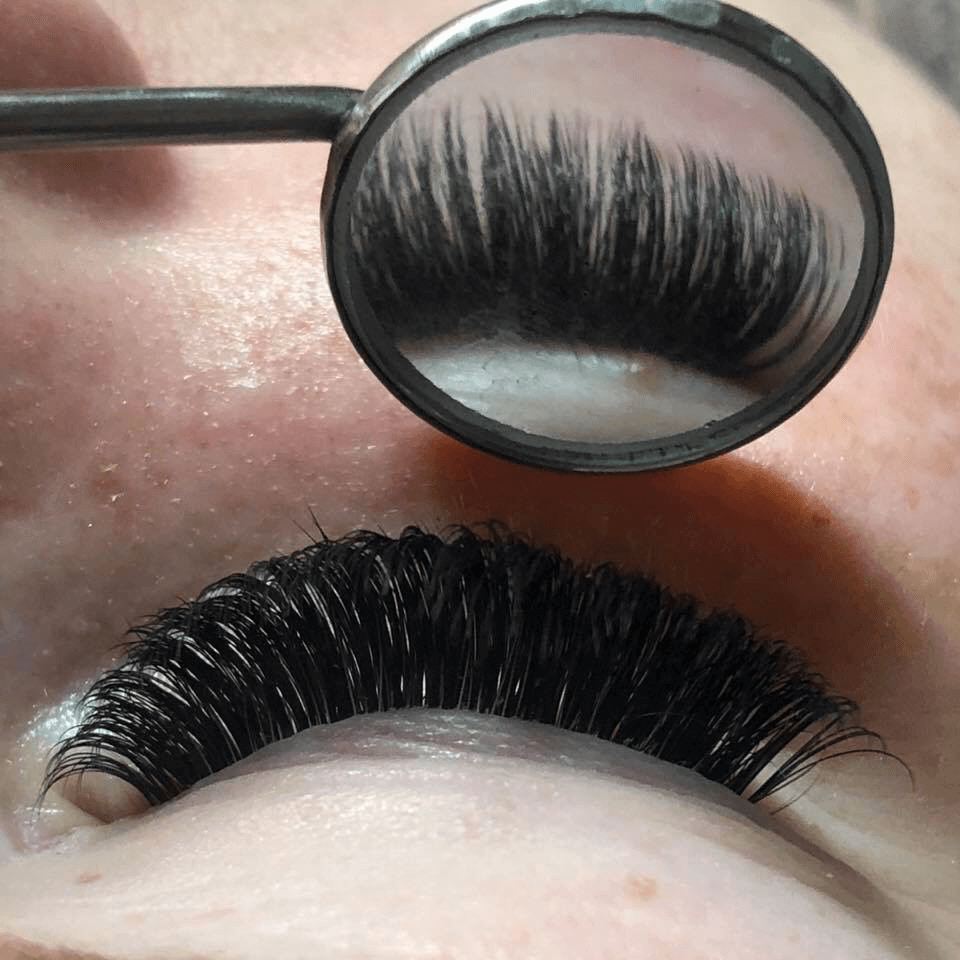 mega volume lashes and mirror